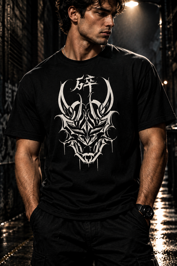 JDM Hannamask design on a black T-shirt.